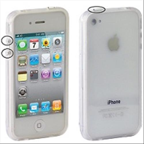 BUMPER PER IPHONE 4G 4S BIANCO TRASPARENTE CON TASTI
