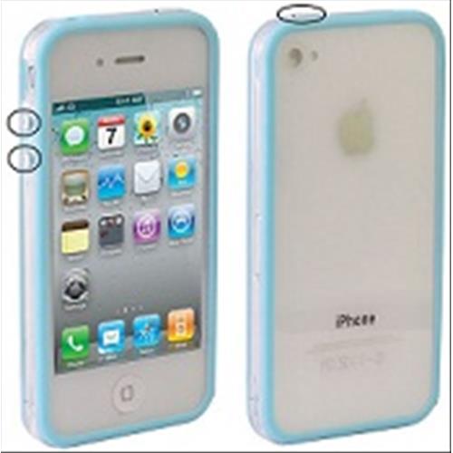 BUMPER IPHONE 4G 4S AZZURRO TRASPARENTE CON TASTI