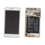 BILDSCHIRM LCD FUR HUAWEI Y5 2017 / Y6 2017 / NOVA YOUNG WEISS / GOLD MIT RAHMEN + AKKU 02351DME