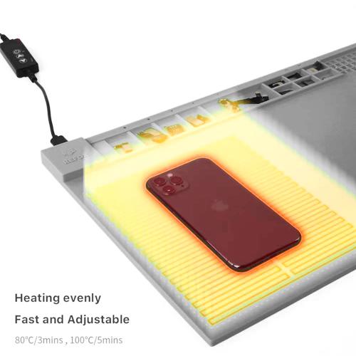 PIANO DA LAVORO REFOX RS30 IN SILICONE ESD CON PRERISCALDO DA 10 POLLICI GRIGIO