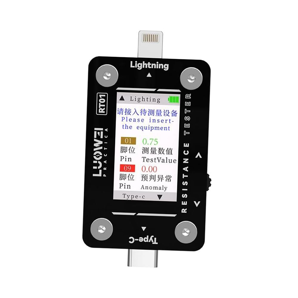 TESTER DOCK RICARICA LUOWEI RT01 CON RILEVAMENTEO AUTOMATICO TYPE-C / LIGHTNING