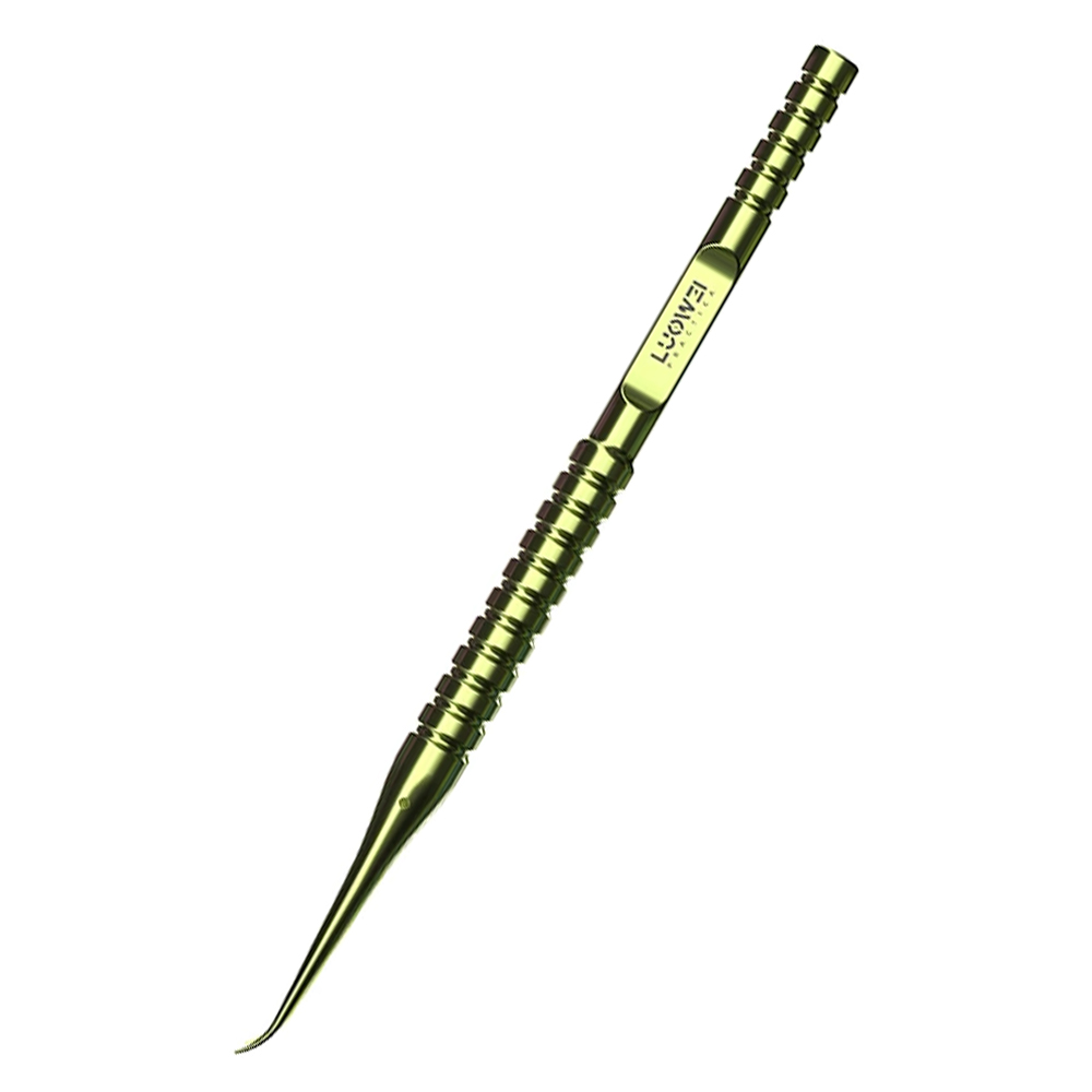 PINZA IN TITANIO LUOWEI BAMBOO-SHAPED A PUNTA CURVA GOLD 0.01mm