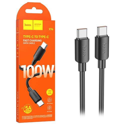 CAVO TYPE-C + TYPE-C HOCO X96 100W 5A 1M NERO - BLISTER RETAIL