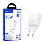 PRESA USB-A + TYPE-C HOCO N63 30W 3A BIANCO - BLISTER RETAIL