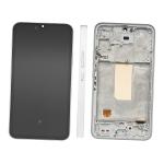 BILDSCHIRM LCD FUR SAMSUNG A346B A34 SILVER MIT RAHMEN (AMOLED) (O/S)
