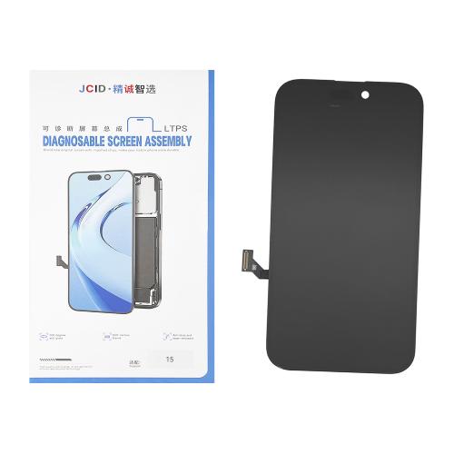 DISPLAY LCD FOR IPHONE 15 BLACK (SOFT OLED JCID COP) SELF-DIAGNOSABLE