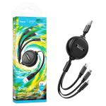 CAVO 3IN1 HOCO X75 MICRO USB / LIGHTNING / TYPE-C 2A 1M NERO - BLISTER RETAIL