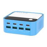 CARICABATTERIE DA BANCO RELIFE Q2 CON 8 PORTE 120W CON ILLUMINAZIONE AMBIENTALE RGB - BLU