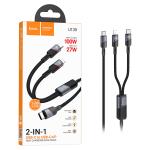 CAVO TYPE-C + TYPE-C & LIGHTNING HOCO U139 2IN1 100W 5A 1.2M NERO - BLISTER RETAIL