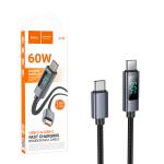 CAVO TYPE-C + TYPE-C HOCO X112 60W 3A 1M NERO CON DISPLAY - BLISTER RETAIL