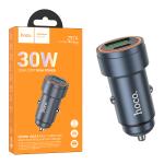 PRESA AUTO HOCO Z57A USB-A + USB-C TYPE-C 30W 3A GRIGIO - BLISTER RETAIL
