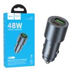 PRESA AUTO HOCO Z60 USB-A + USB-C TYPE-C 48W 3A NERO - BLISTER RETAIL
