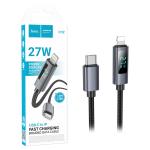 CAVO TYPE-C + LIGHTNING HOCO X112 27W 2.4A 1M NERO CON DISPLAY - BLISTER RETAIL