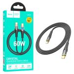 CAVO TYPE-C + TYPE-C HOCO U121 60W 3A 1.2M NERO - BLISTER RETAIL