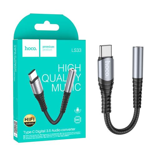 ADATTATORE TYPE-C + 3.5MM AUX HOCO LS33 GRIGIO - BLISTER RETAIL