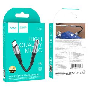 ADATTATORE TYPE-C + 3.5MM AUX HOCO LS33 GRIGIO - BLISTER RETAIL