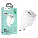 PRESA USB-A + TYPE-C HOCO N41 20W 3A BIANCO - BLISTER RETAIL