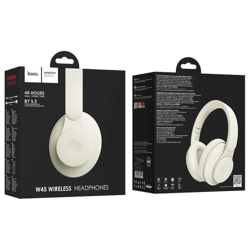 CUFFIE BLUETOOTH HOCO W45 BIANCO LATTE  - BLISTER RETAIL