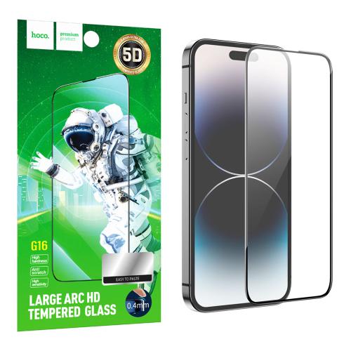 PELLICOLA TEMPERATA PER IPHONE 14 PRO MAX CON BORDO NERO HOCO G16 0.4mm
