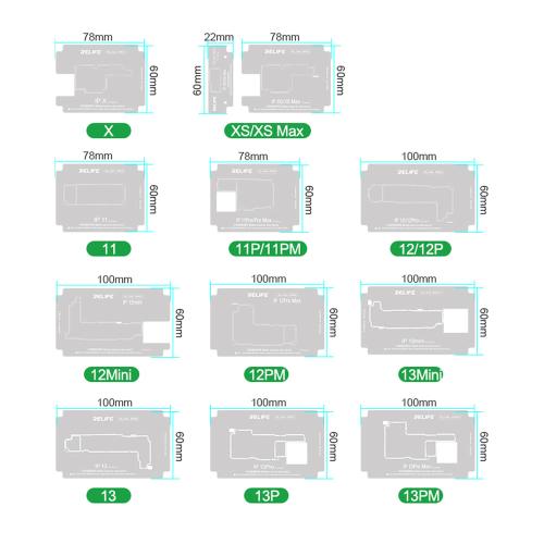SET PIATTAFORME REBALLING PCB RELIFE RL-601T PER IPHONE SERIE X - 16 SERIES CON BASE MAGNETICA (26 in 1)