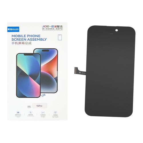 BILDSCHIRM LCD FUR IPHONE 15 PRO SCHWARZ (SOFT OLED JCID IC Austauschbar)