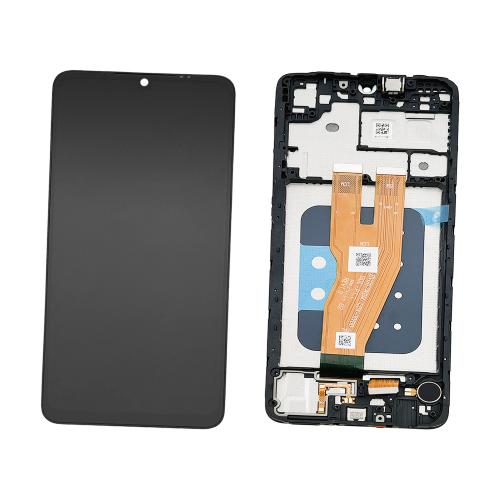 DISPLAY LCD PER SAMSUNG A055F A05 NERO CON FRAME - OEM SERVICE PACK 