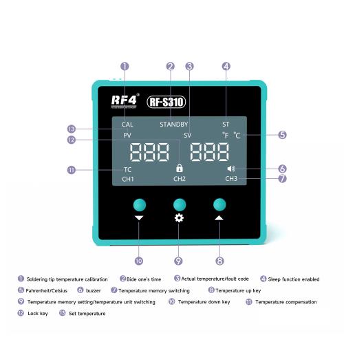 STAZIONE SALDANTE RF4 RF-S310 T12 PER SALDATURA A STAGNO INTELLIGENTE