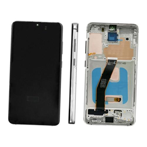 DISPLAY LCD PER SAMSUNG G980F G981B S20 BIANCO CON FRAME (SOFT OLED iTruColor) 