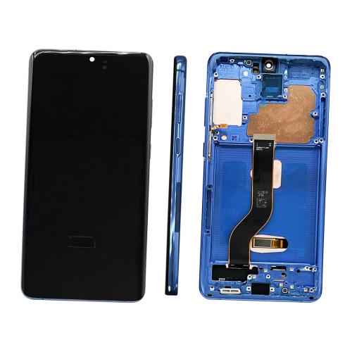 DISPLAY LCD PER SAMSUNG G985F G986B S20 PLUS AURA BLU CON FRAME (SOFT OLED iTruColor) 