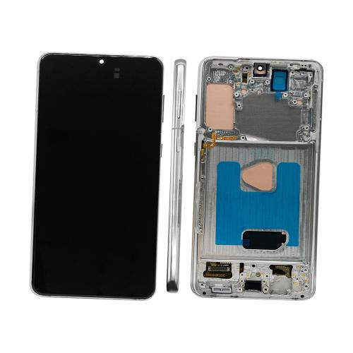 DISPLAY LCD PER SAMSUNG G996B S21 PLUS PHANTOM SILVER / BIANCO CON FRAME (SOFT OLED iTruColor) 