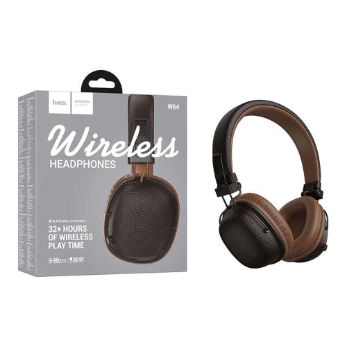 CUFFIE BLUETOOTH HOCO W64 MARRONE - BLISTER RETAIL