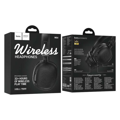 CUFFIE BLUETOOTH HOCO W64 NERO - BLISTER RETAIL