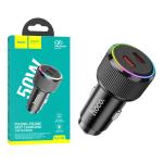 PRESA AUTO HOCO NZ14B USB-C + USB-C 50W 3A NERO - BLISTER RETAIL