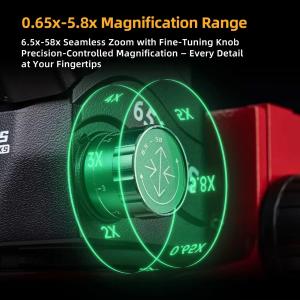 MICROSCOPIO YCS 6558XS TRINOCULARE 6.5-58X CON INTERFACCIA 0.5CTV - NERO