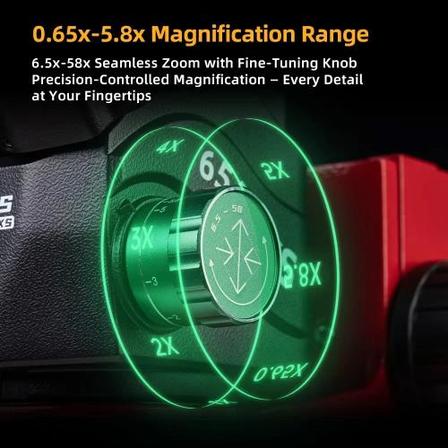 MICROSCOPIO YCS 6558XS TRINOCULARE 6.5-58X CON INTERFACCIA 0.5CTV - NERO