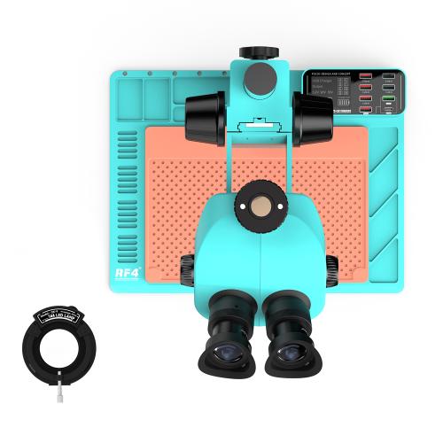 MICROSCOPIO RF4 RF-7050TVA9 TRINOCULARE 7-50X CON INTERFACCIA 0.5CTV E CARICABATTERIE DA BANCO