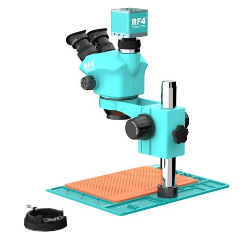 MICROSCOPIO RF4 RF-7050-PO4-4KC1PRO TRINOCULARE 7-50X CON INTERFACCIA 0.5CTV E BASE IN ALLUMINIO