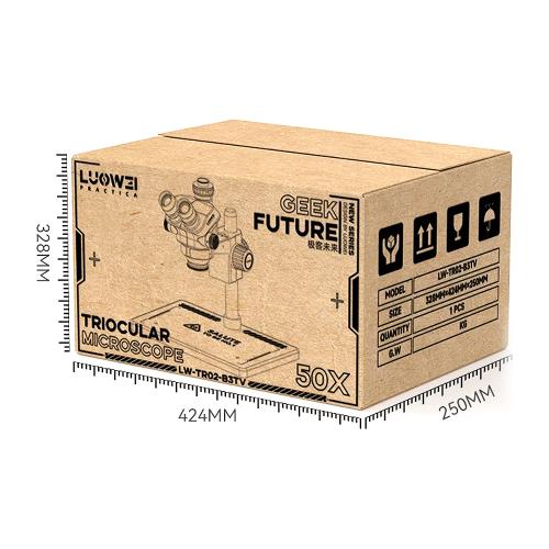 MICROSCOPIO LUOWEI LW-TR02-B3TV-DP01 TRINOCULARE 7-50X CON INTERFACCIA 0.5CTV BASE IN ALLUMINIO E MONITOR 10.2