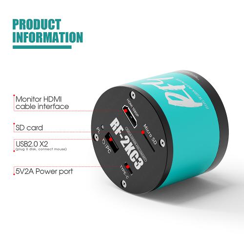 TELECAMERA MICROSCOPICA INDUSTRIALE 2K RF-2KC3 PER MICROSCOPIO TRINOCULARE 
