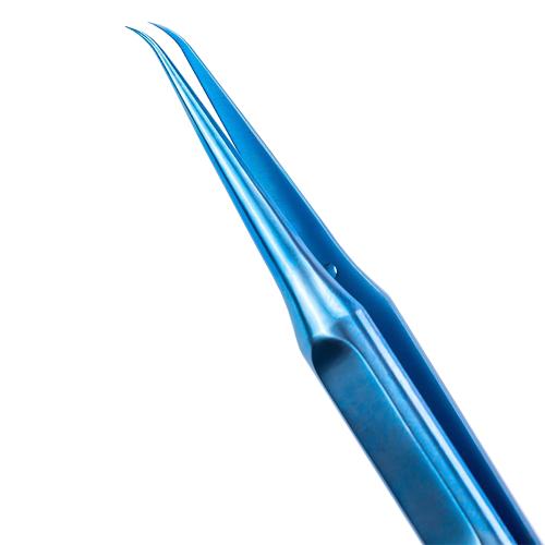 PINZETTA YCS-11D IN TITANIO CON PUNTA CURVA BLU Y9090406004