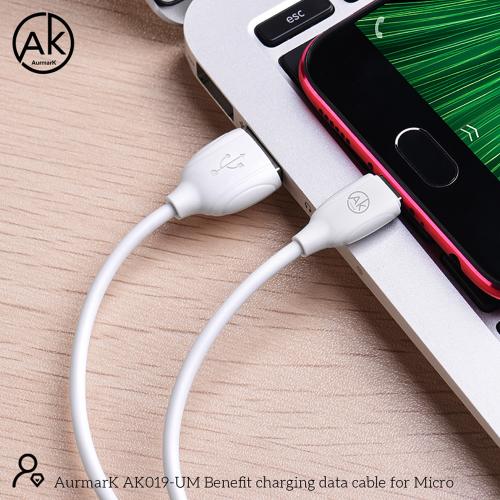 CAVO USB + MICRO USB AURMARK AK019-UM 1M BIANCO - BLISTER RETAIL