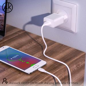 CAVO USB + MICRO USB AURMARK AK019-UM 1M BIANCO - BLISTER RETAIL