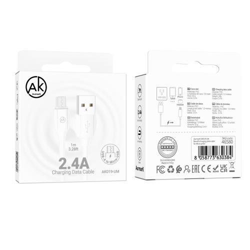 CAVO USB + MICRO USB AURMARK AK019-UM 1M BIANCO - BLISTER RETAIL