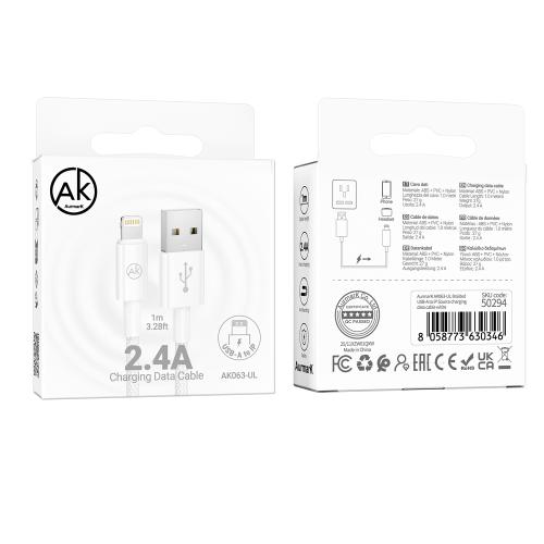 CAVO USB + LIGHTNING AURMARK AK063-UL 1M BIANCO - BLISTER RETAIL