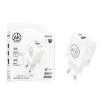 PRESA USB-A + TYPE-C AURMARK AK029-PQ2 30W 3A BIANCO - BLISTER RETAIL