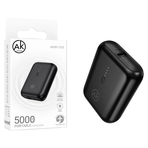 POWER BANK AURMARK 5000mAh USB-C AK081-CU2 NERO - BLISTER RETAIL