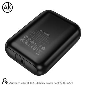 POWER BANK AURMARK 5000mAh USB-C AK081-CU2 NERO - BLISTER RETAIL