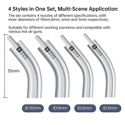 KIT ADATTATORI UGELLI CURVI YCS PER STAZIONE SALDANTE AD ARIA CALDA (4 PZ)