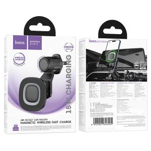 SUPPORTO PER AUTO HOCO HW30 CON RICARICA WIRELESS QUICK CHARGE 15W 1.67A NERO - BLISTER RETAIL