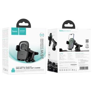 SUPPORTO PER AUTO HOCO HW32 CON RICARICA WIRELESS 15W 1.67 NERO - BLISTER RETAIL